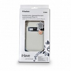 Кожаный чехол с функцией быстрого извлечения для iPhone 4S, белый BI0605