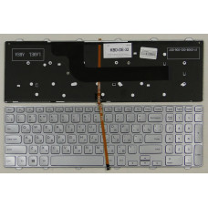 Клавиатура для ноутбука Dell Inspiron 15-7000 Series 7537 серебряная, с русскими буквами, с подсветк