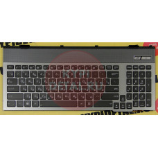Клавиатура для ноутбука Asus G55, G55V, G55VW, G57, G57V, G57VW черная, с серой рамкой, с подсветкой