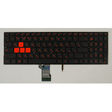 Клавиатура для ноутбука Asus FX502, FX502V, FX502VM, FX502VD черная, подсветка красная, с русскими б